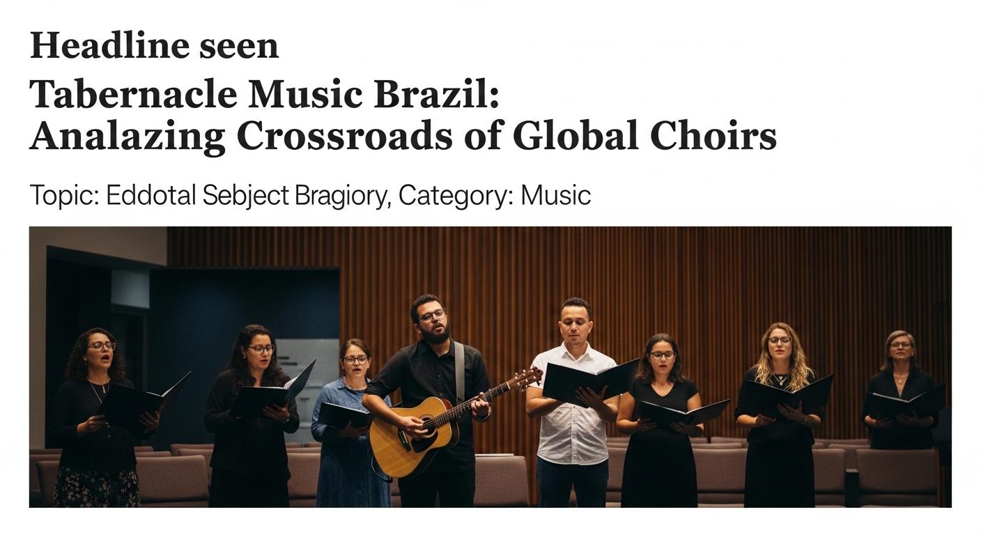 Choral concert in Brazil featuring a combined choir and orchestra under warm stage lighting.