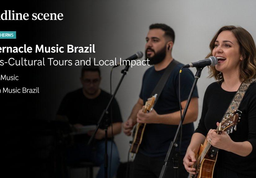 Choral ensemble performing in Brazil during an international concert tour