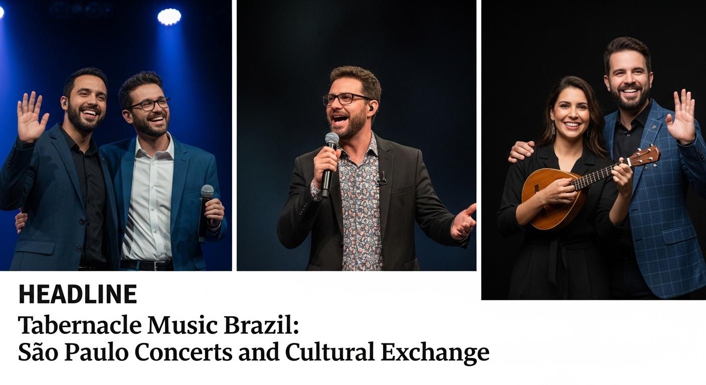 Choral orchestra performance in a Brazilian concert hall, symbolizing cultural exchange between tabernacle Music Brazil