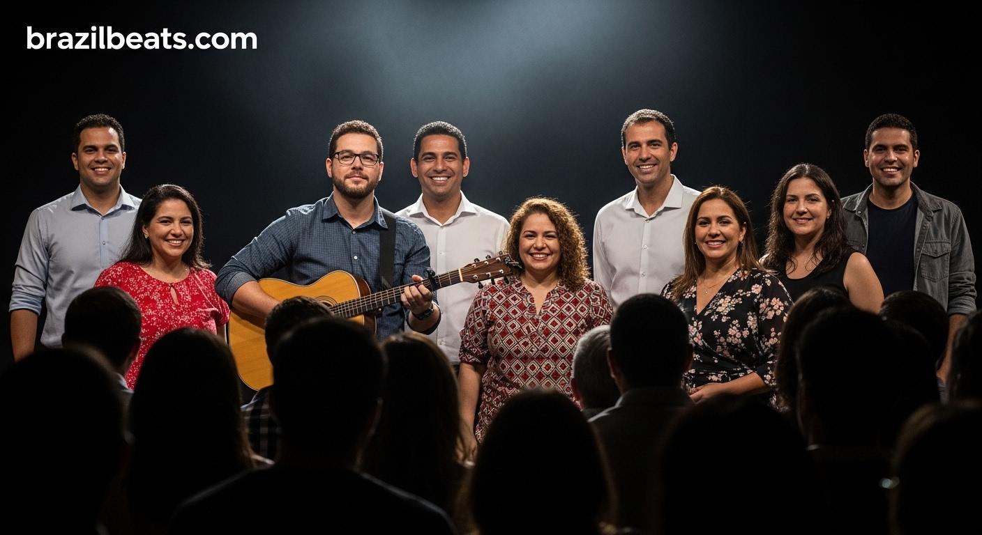 Choral orchestra performance in a Brazilian concert hall, symbolizing cultural exchange between tabernacle Music Brazil