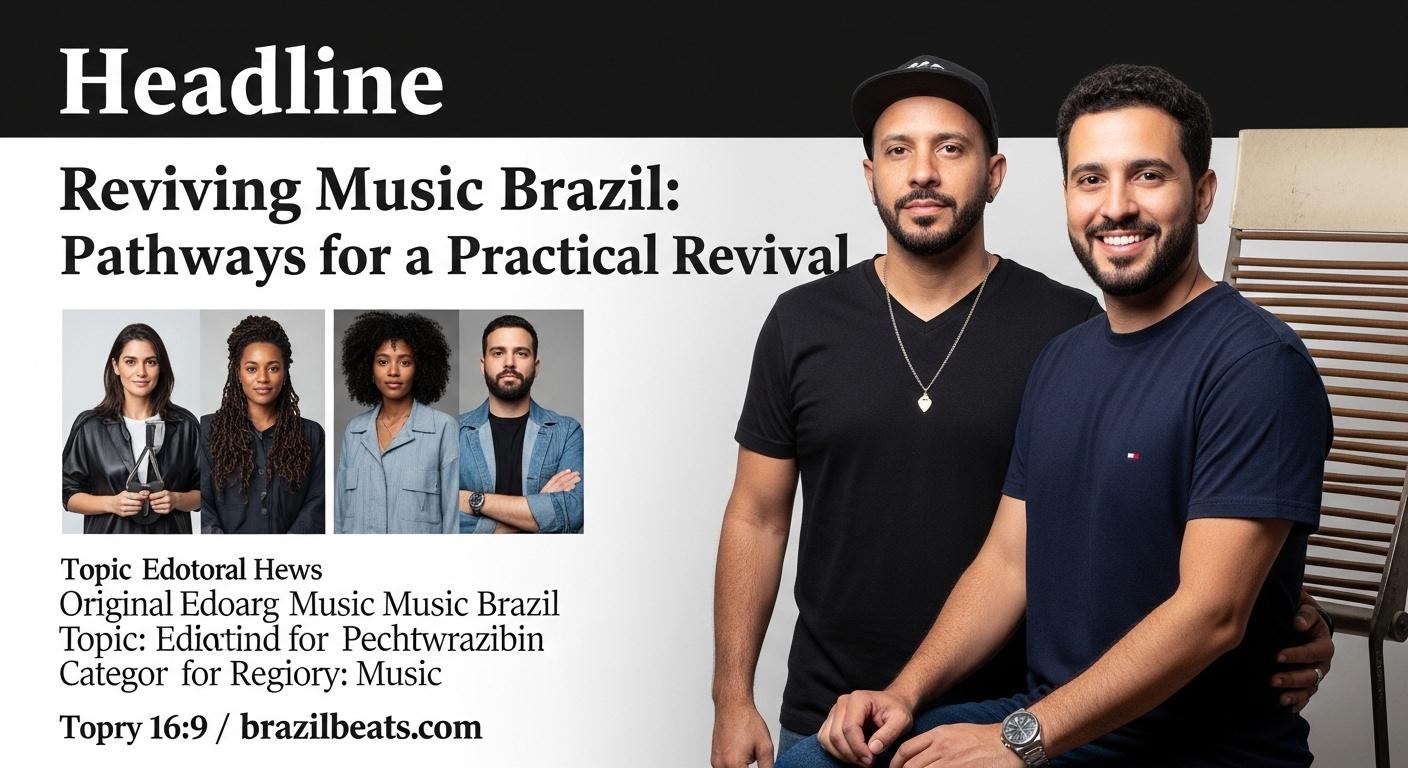 Collage of Brazilian musicians across genres performing in vibrant, urban setting.