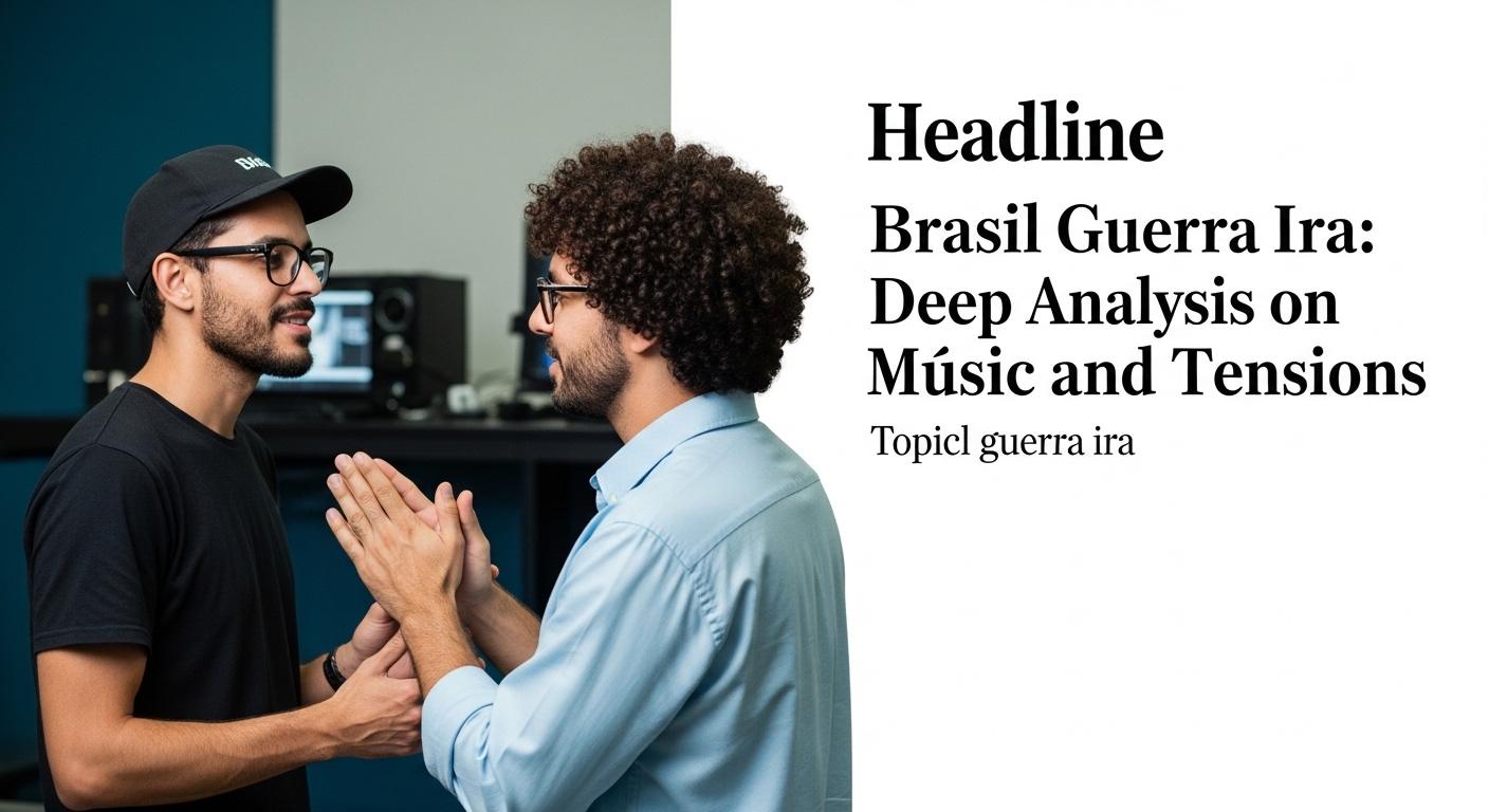 Brazilian musician in a studio with a world map backdrop, illustrating geopolitics and music.
