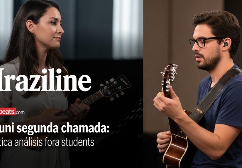 Brazilian music student on campus with scholarship emblem