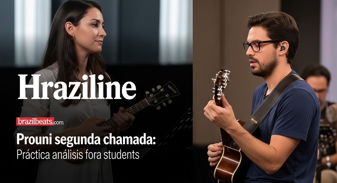 Brazilian music student on campus with scholarship emblem