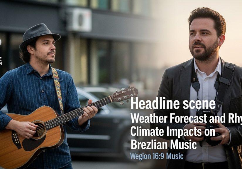 Musician performing at an outdoor Rio venue under overcast skies, signaling weather considerations for events